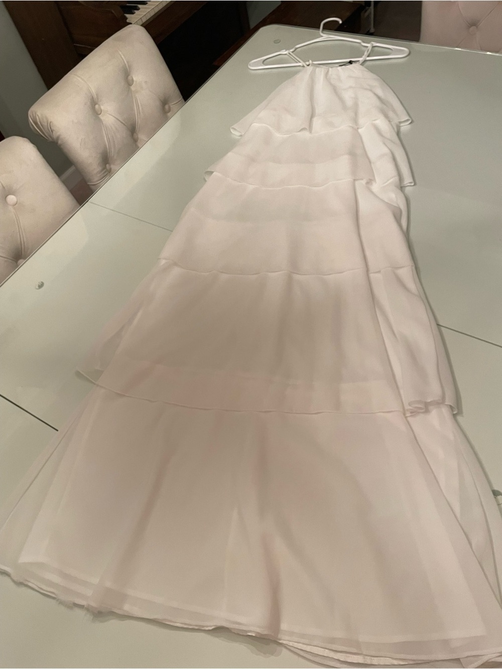 Dainty Hooligan Layered Halter Maxi Dress in Light Pink